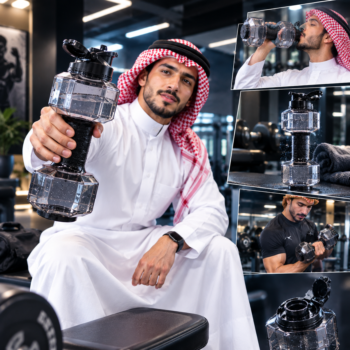 زجاجة ماء على شكل دمبل