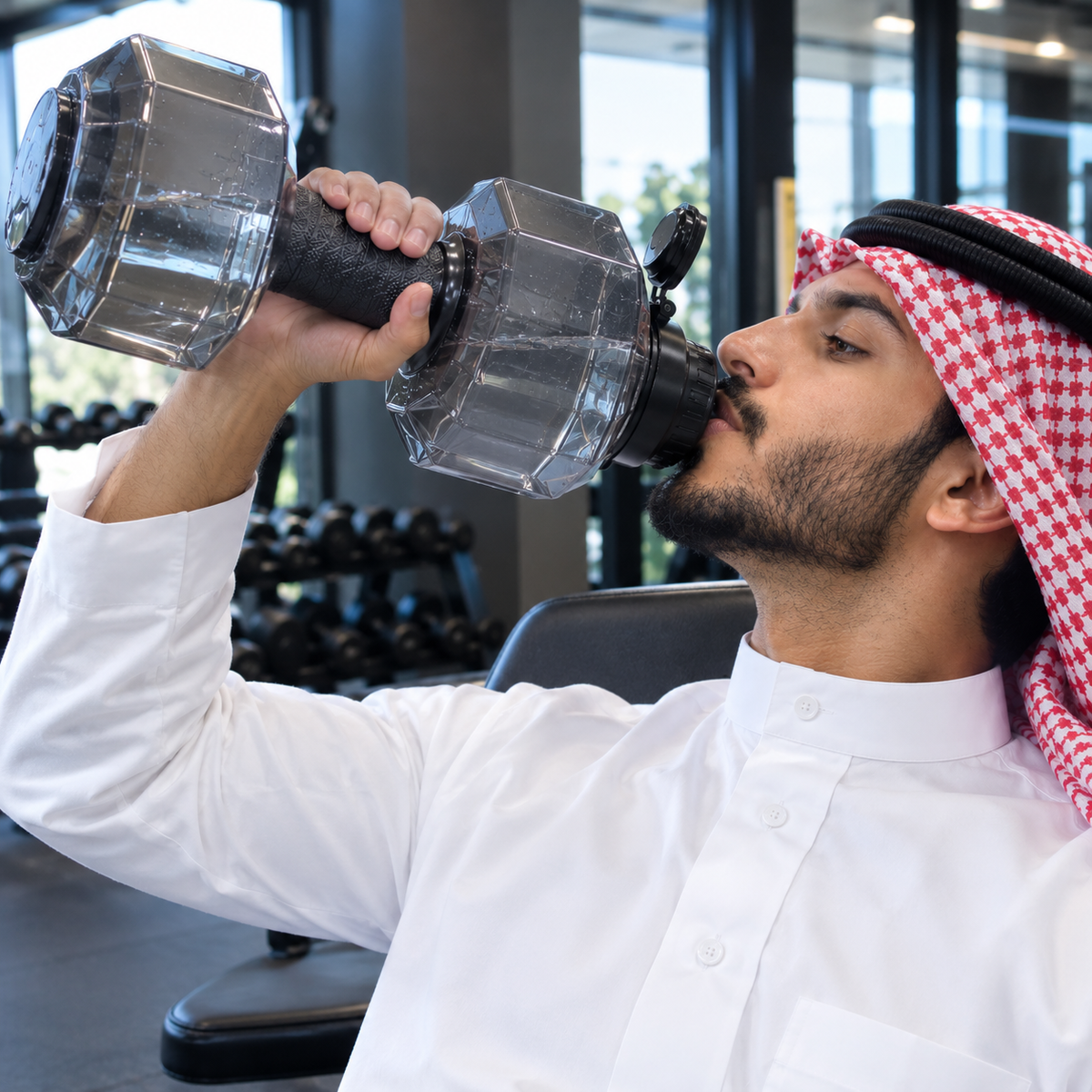 زجاجة ماء على شكل دمبل